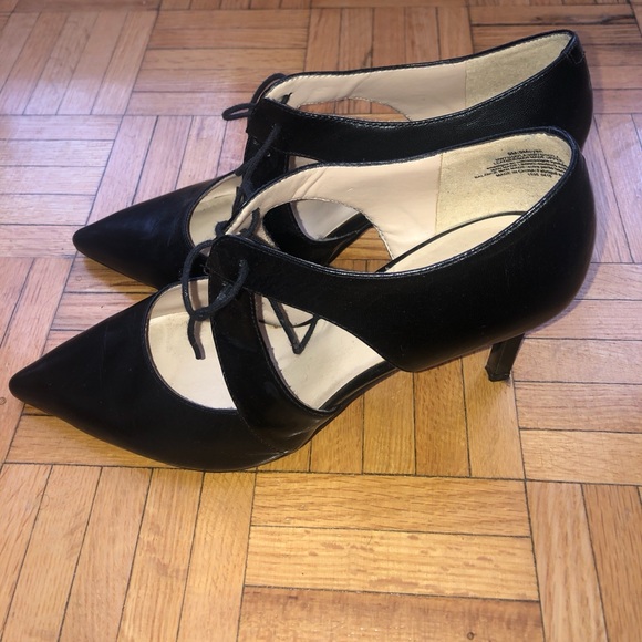 Nine West Black Shoelace Heels - Picture 2 of 3
